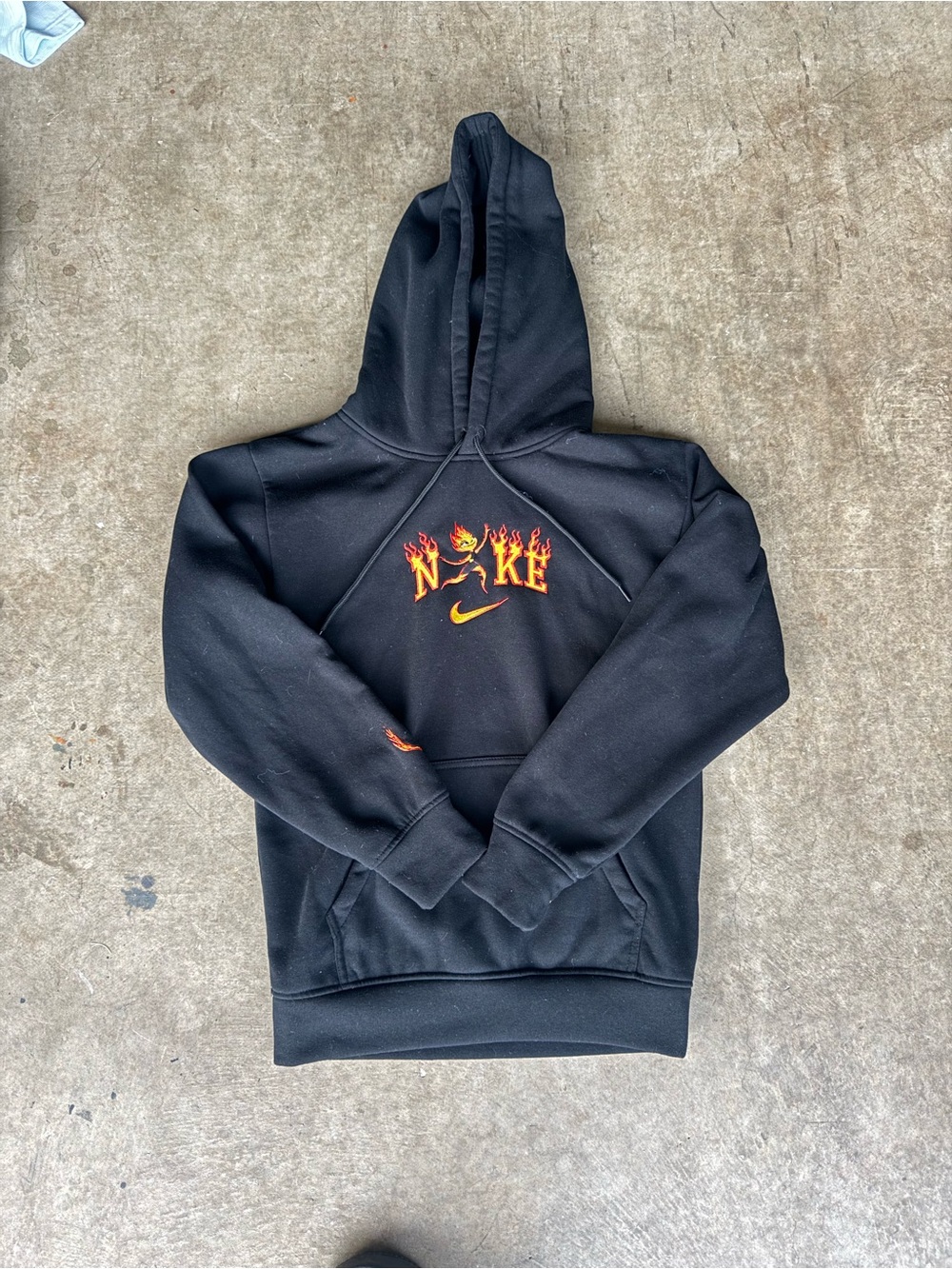 Nike Black Crewneck Hoodie with Flame Logo